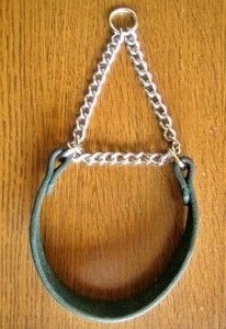 チェーン部分を長いものに交換したハーフチョーク首輪