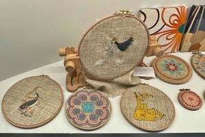 ベトナムの伝統的な刺繍製品にあった猫の絵